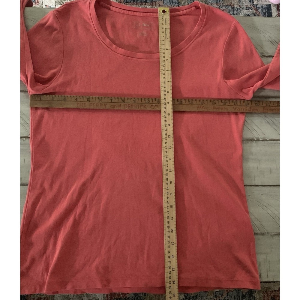 L.L. Bean Women's Top Shirt blue and pinkcoral. Crew Neck 3/4 Sleeve, 100%Cotton - Picture 7 of 16